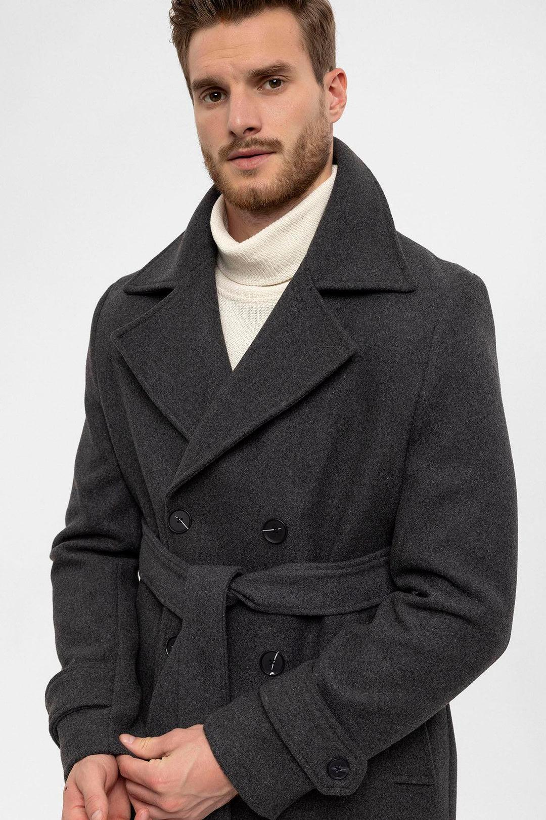 ANT Double Breasted Closure Belt Men's Coat - Springfield