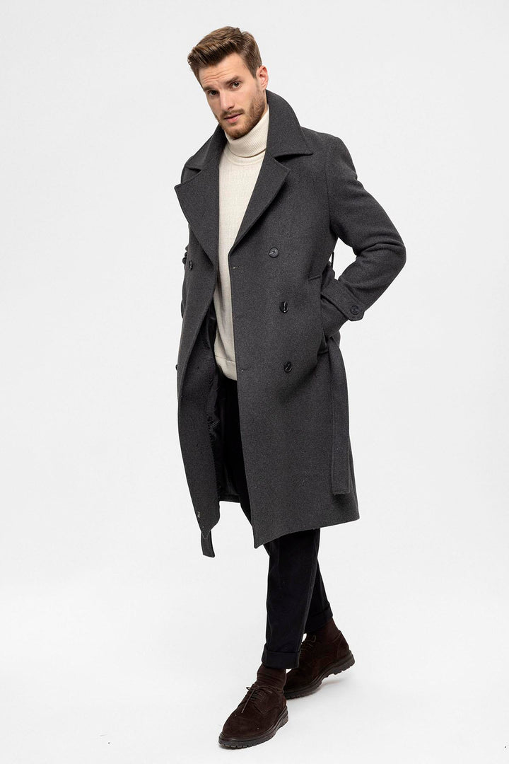 ANT Double Breasted Closure Belt Men's Coat - Springfield