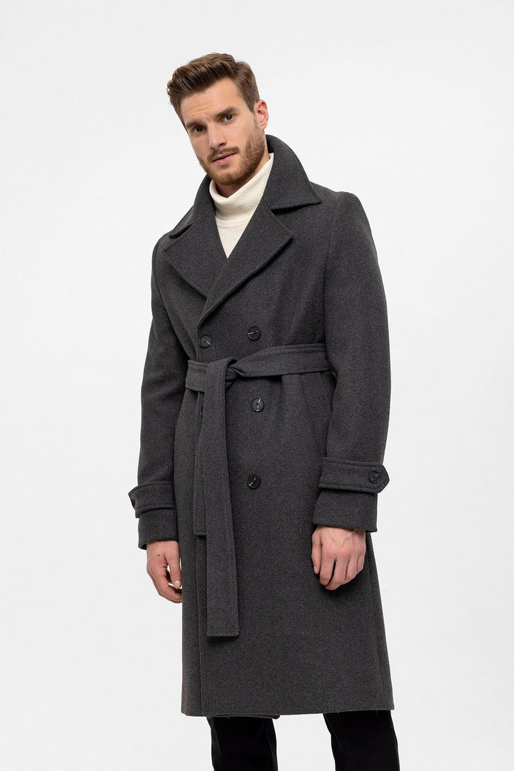 ANT Double Breasted Closure Belt Men's Coat - Springfield