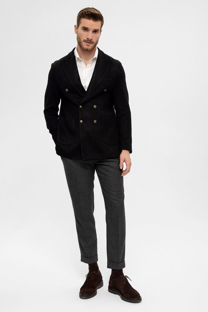 ANT Double-Breasted Knitwear Men's Blazer Jacket - Pryluky
