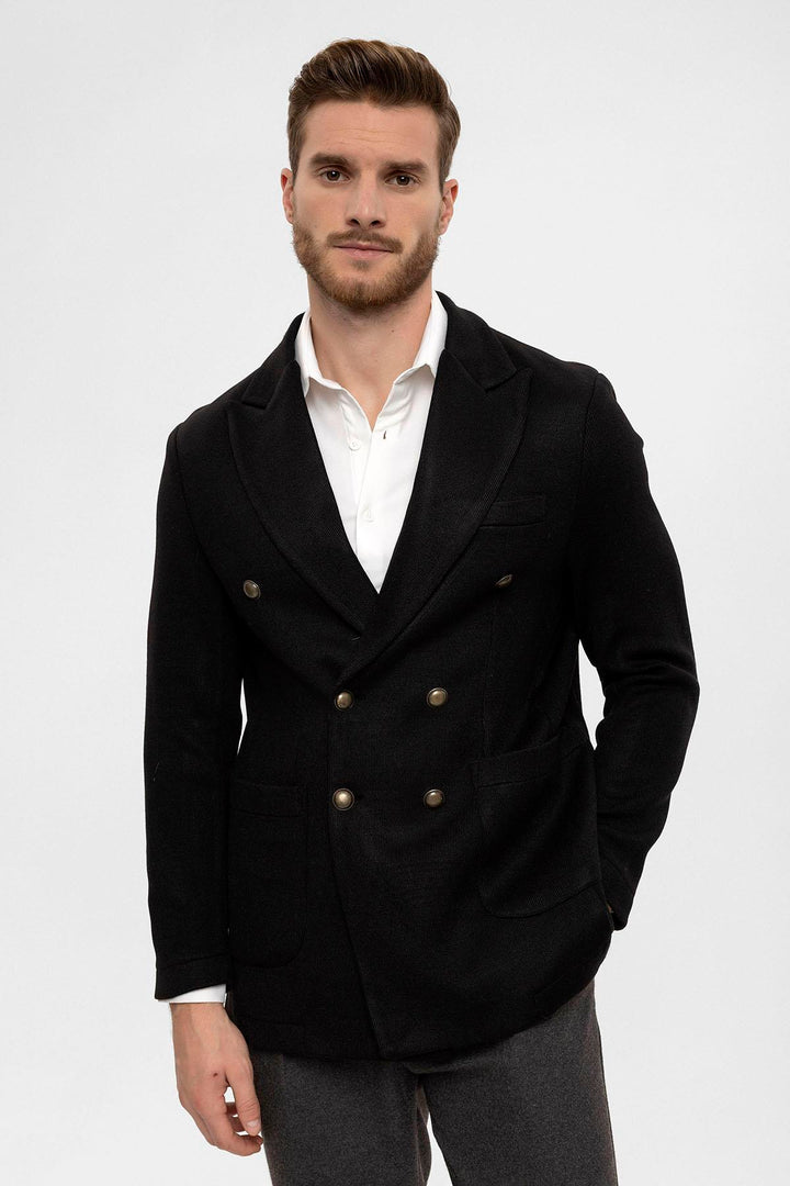 ANT Double-Breasted Knitwear Men's Blazer Jacket - Pryluky