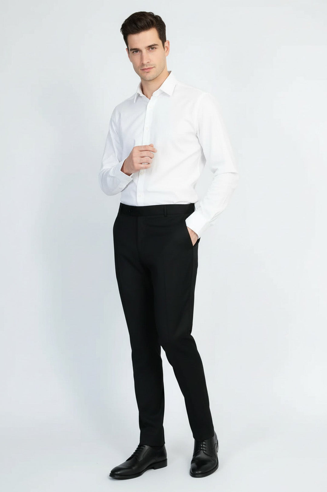 WSS Slim Fit Plain Black Classic Men's Trousers –  - Wunstorf