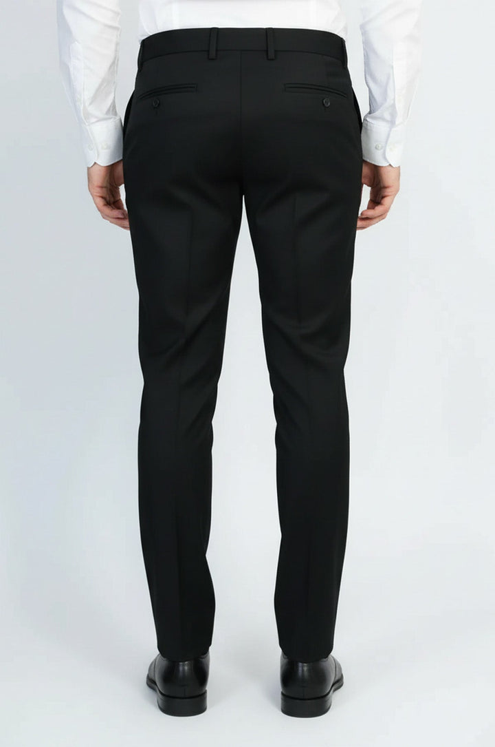 WSS Slim Fit Plain Black Classic Men's Trousers –  - Wunstorf