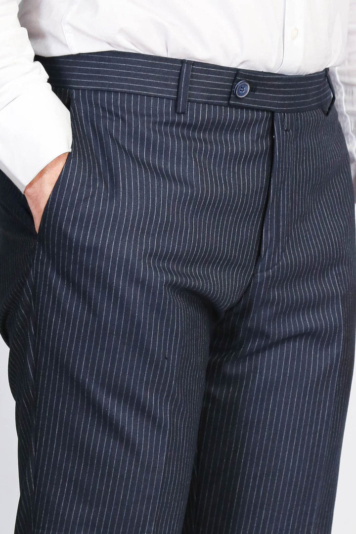WSS Navy Striped Modern Fit Dress Trousers –  - Desio
