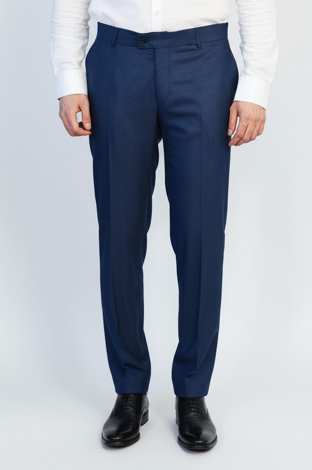 WSS Navy Micro Patterned Slim Fit Fabric Trousers –  - Macuspana