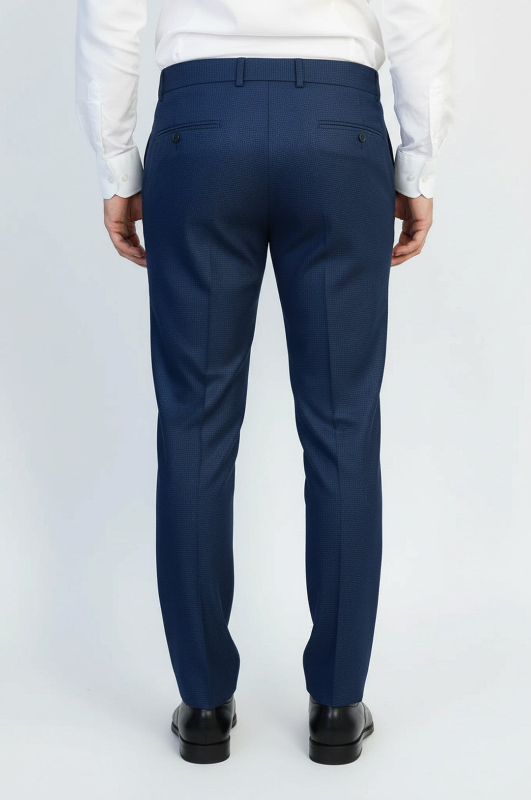WSS Navy Micro Patterned Slim Fit Fabric Trousers –  - Macuspana