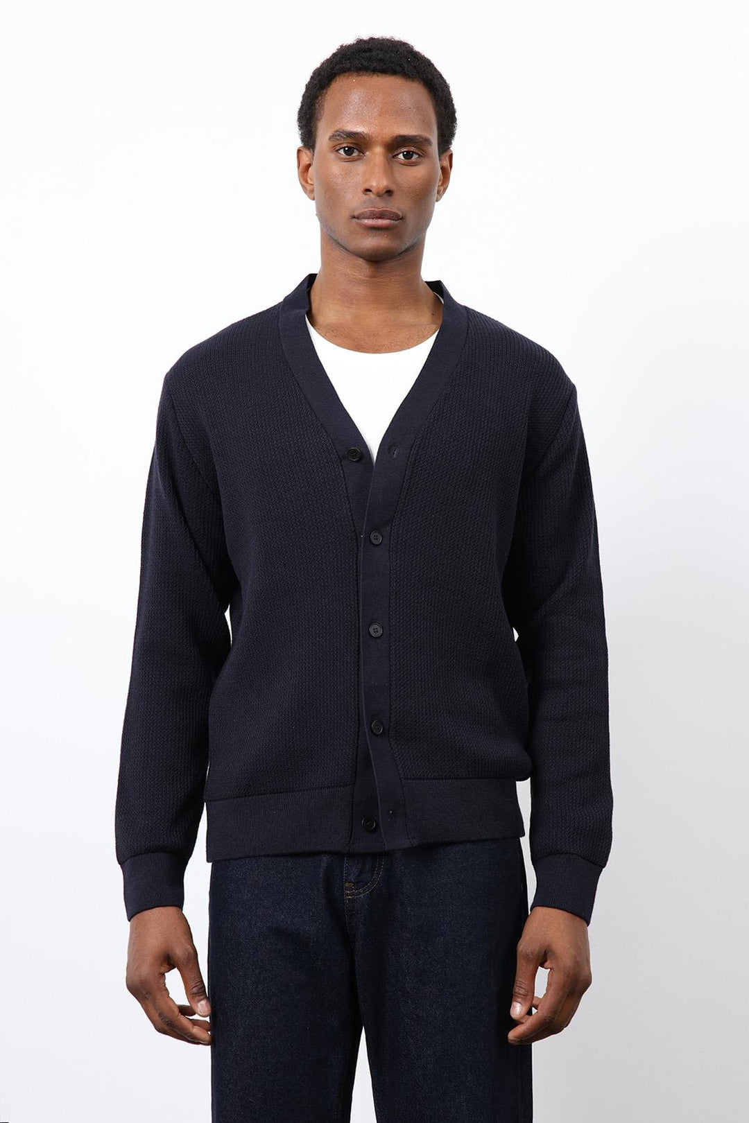 ANT Antioch Navy Blue Basic Men's Cardigan - Thionville