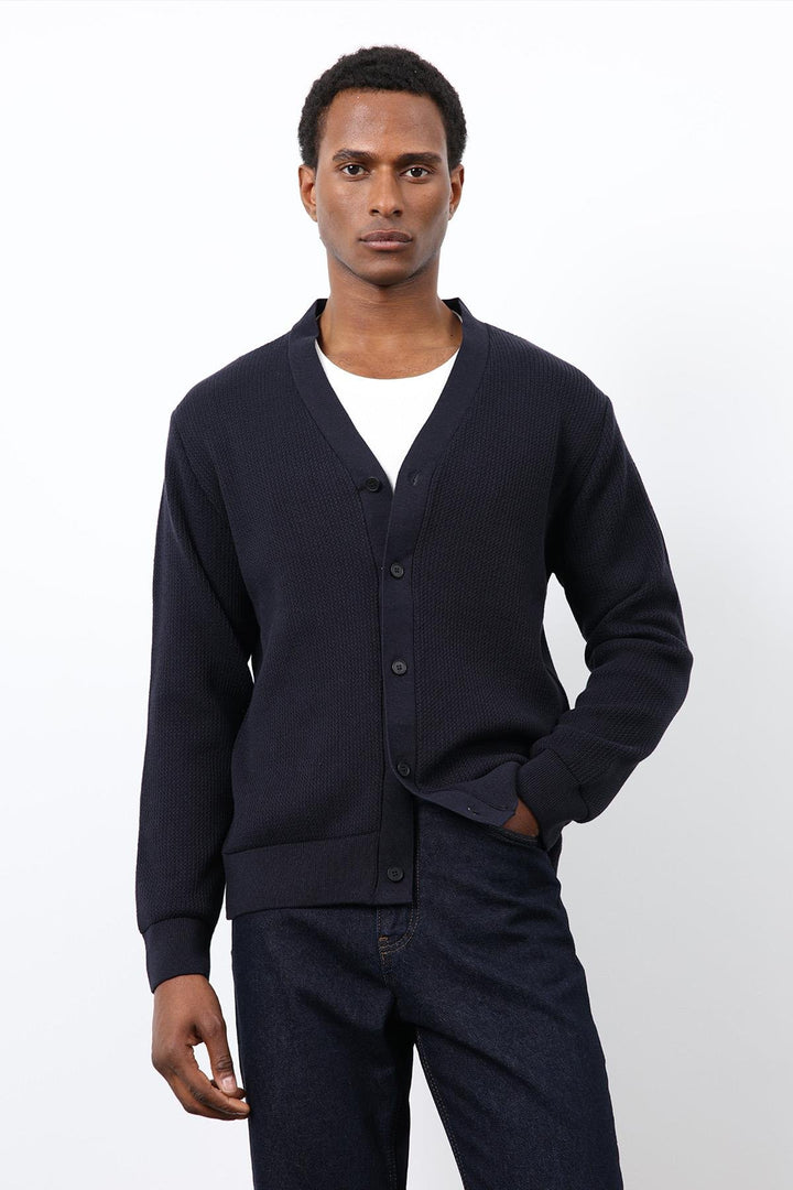 ANT Antioch Navy Blue Basic Men's Cardigan - Thionville