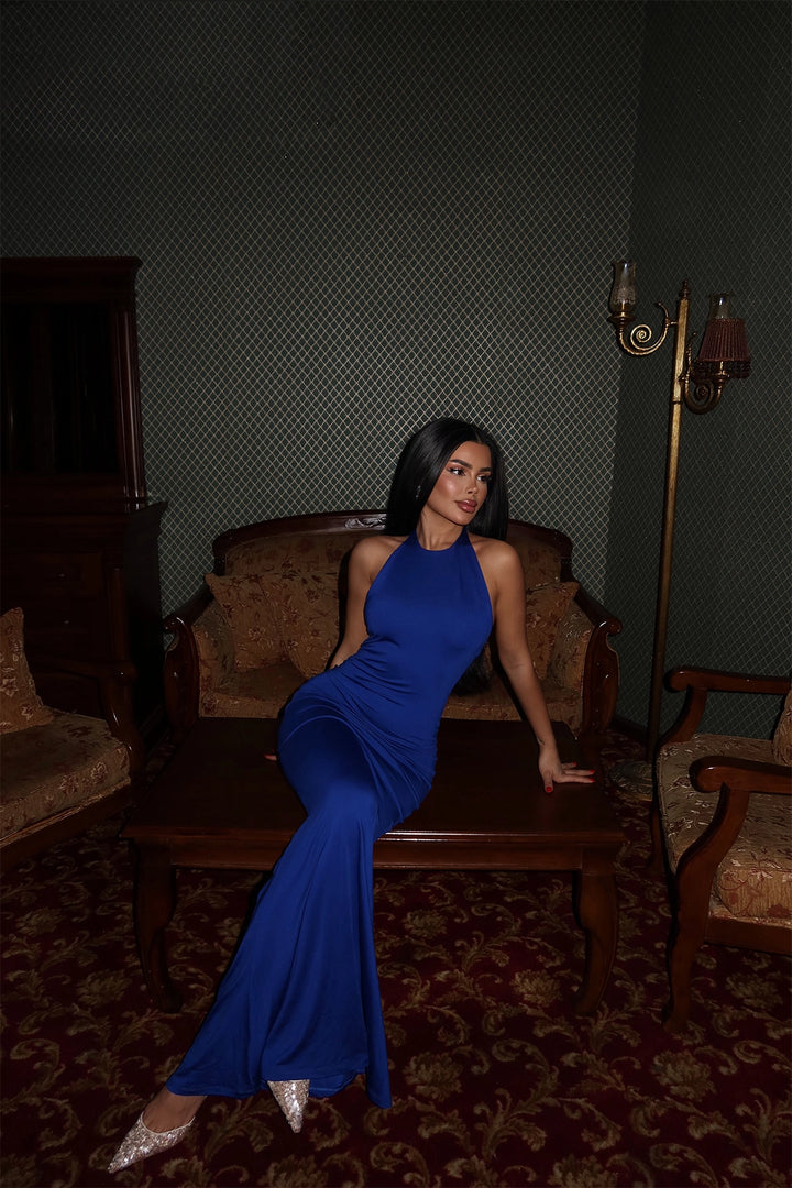 EYY Women Navy Blue Basic Long Dress - Palmela