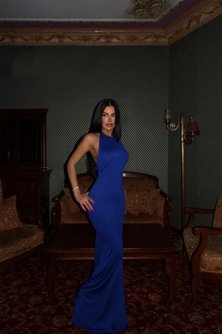 EYY Women Navy Blue Basic Long Dress - Palmela