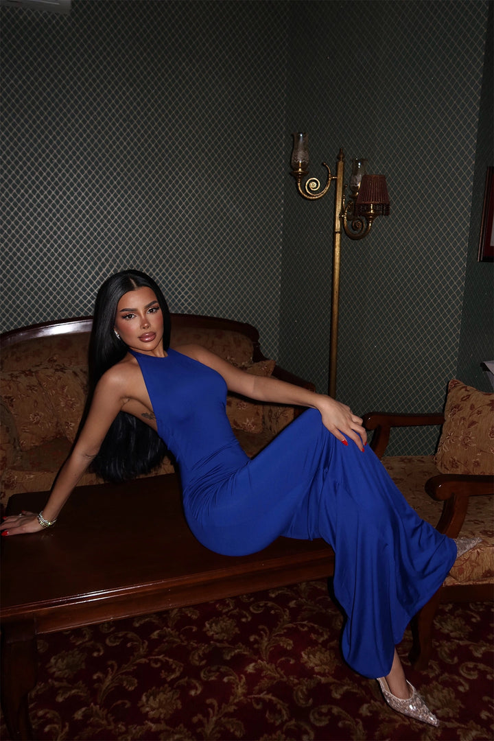 EYY Women Navy Blue Basic Long Dress - Palmela