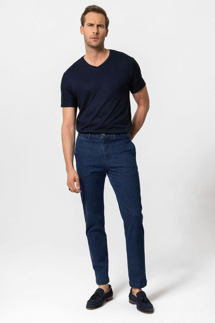 ANT Antioch Navy Blue Basic V-Neck Men's T-Shirt - Troyes
