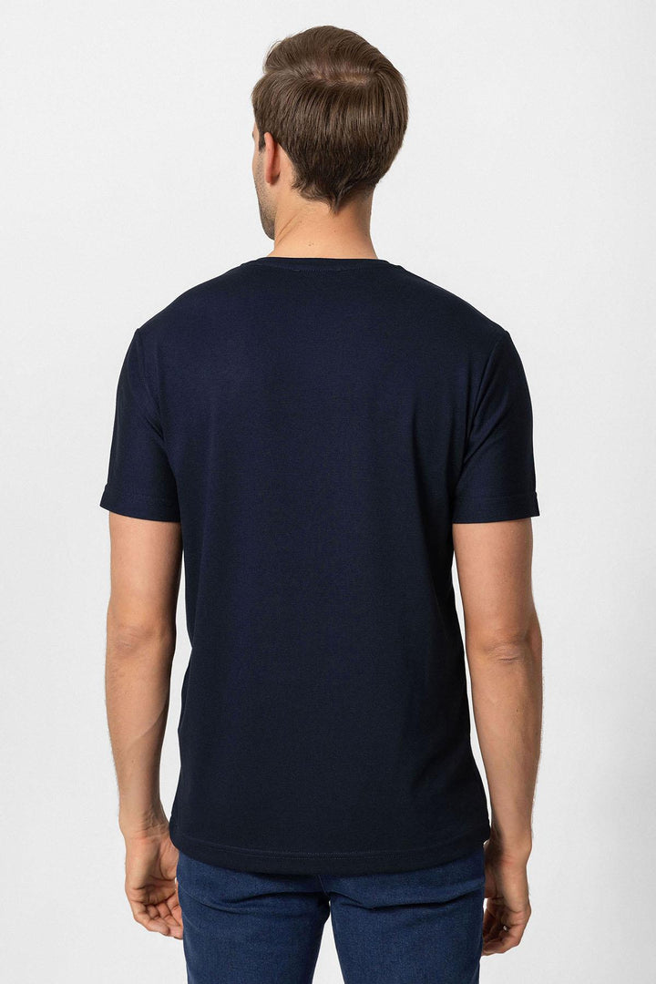 ANT Antioch Navy Blue Basic V-Neck Men's T-Shirt - Troyes