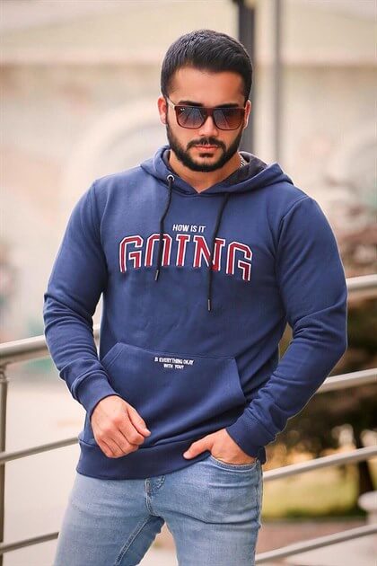 MDX Navy Printed Hooded Sweatshirt 2667-2 - Longueuil