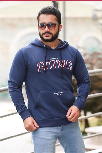 MDX Navy Printed Hooded Sweatshirt 2667-2 - Longueuil