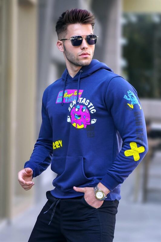 MDX Navy Printed Hooded Sweatshirt 5896 - Chernivtsi