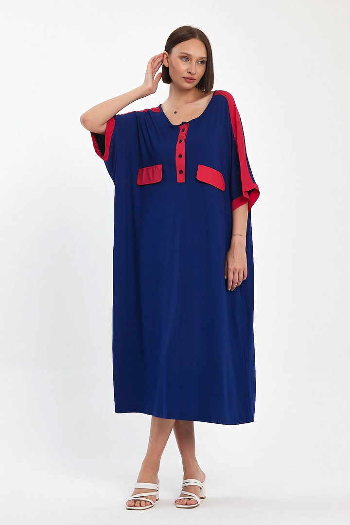 Maxi Boy Navy Printed Woven Viscose Dress BCVL-251066 - Klaipėda