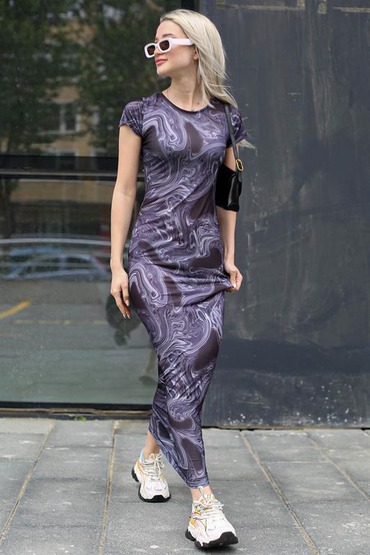MDX Navy Blue Batik Pattern Long Dress MG1723 - Sidcup