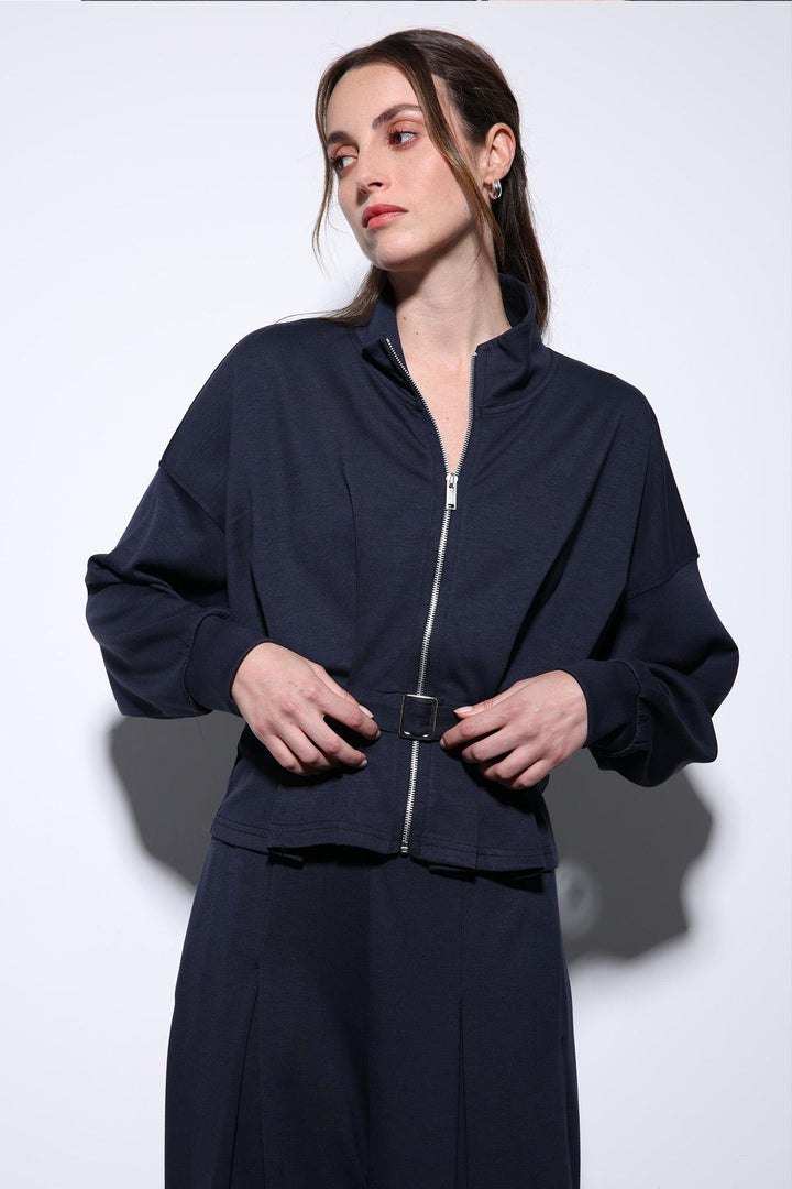 ANT Antioch Navy Blue Belted Wide Leg Pantsuit - Pärnu