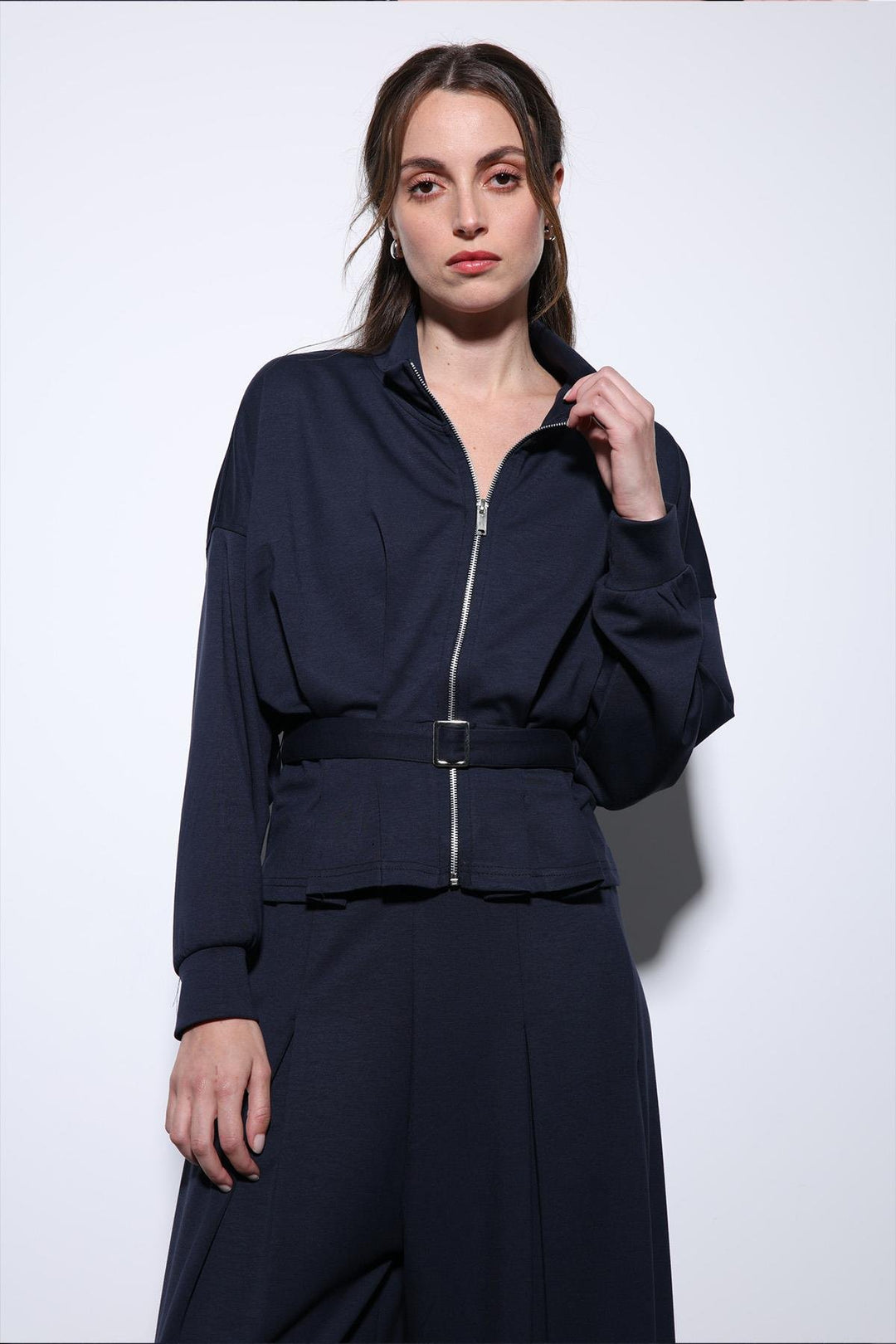 ANT Antioch Navy Blue Belted Wide Leg Pantsuit - Pärnu