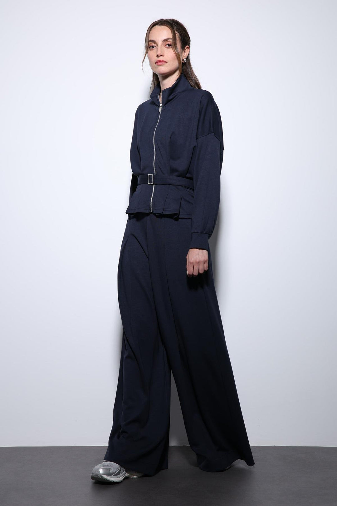 ANT Antioch Navy Blue Belted Wide Leg Pantsuit - Pärnu