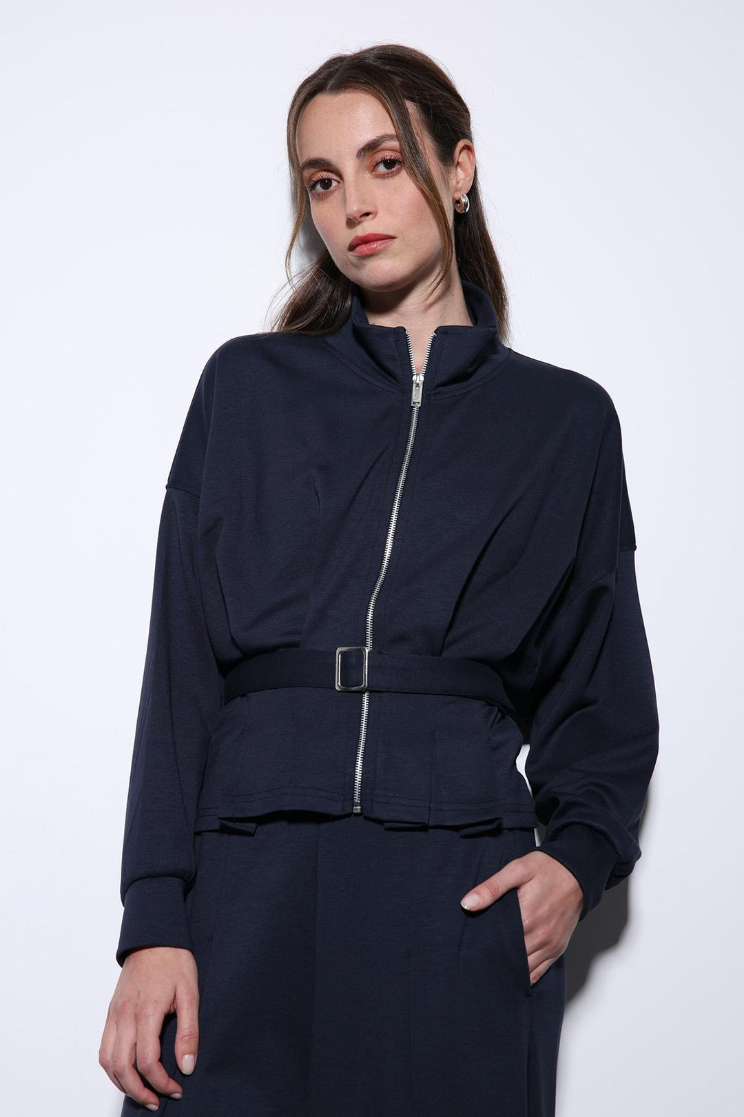 ANT Antioch Navy Blue Belted Wide Leg Pantsuit - Pärnu