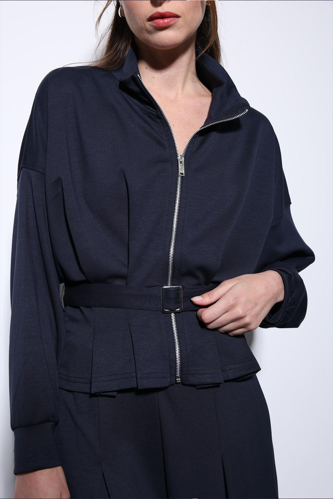 ANT Antioch Navy Blue Belted Wide Leg Pantsuit - Pärnu