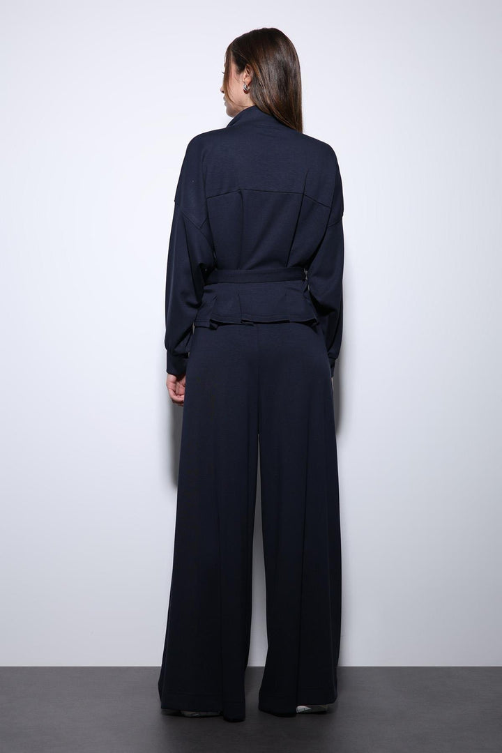 ANT Antioch Navy Blue Belted Wide Leg Pantsuit - Pärnu