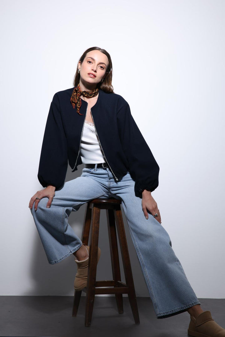 ANT Antioch Blue Elastic Waist Crop Women's Jacket - Zacatepec