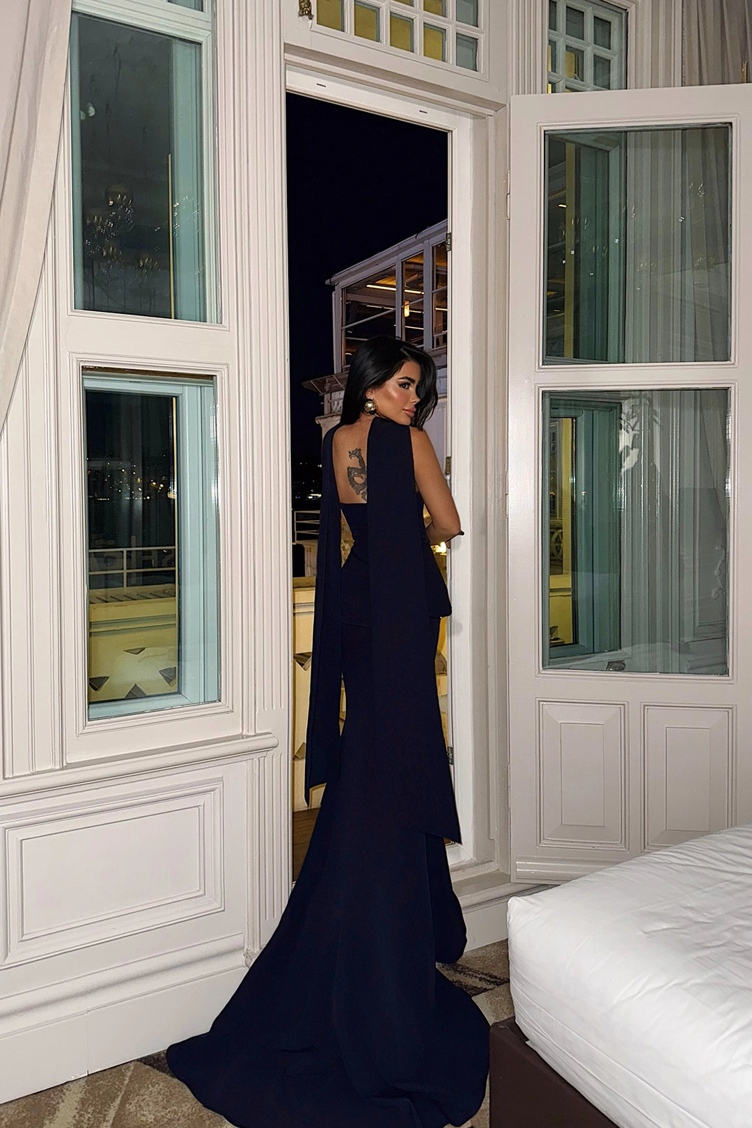 EYY Women Navy Blue Benedita Long Scarf Dress - Puerto del Rosario