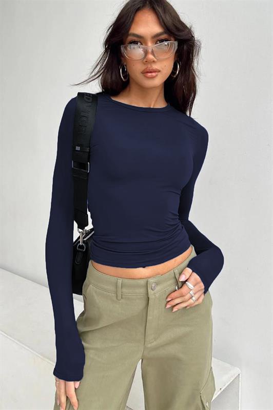 MDX Navy Bicycle Collar Basic Long Sleeve Bodysuit MG1701 - Bergamo