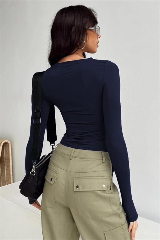 MDX Navy Bicycle Collar Basic Long Sleeve Bodysuit MG1701 - Bergamo