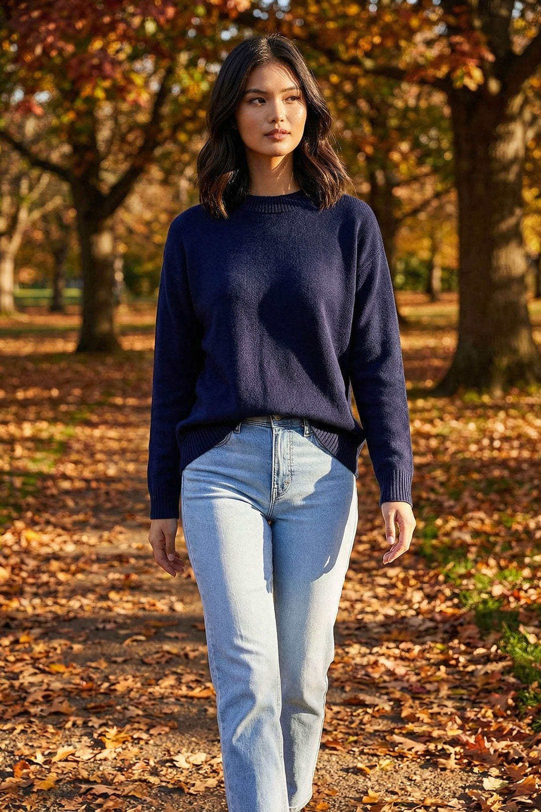 Navy Blue Bicycle Collar Oversized Knit Sweater BCHPK-251238 - Civitanova Marche