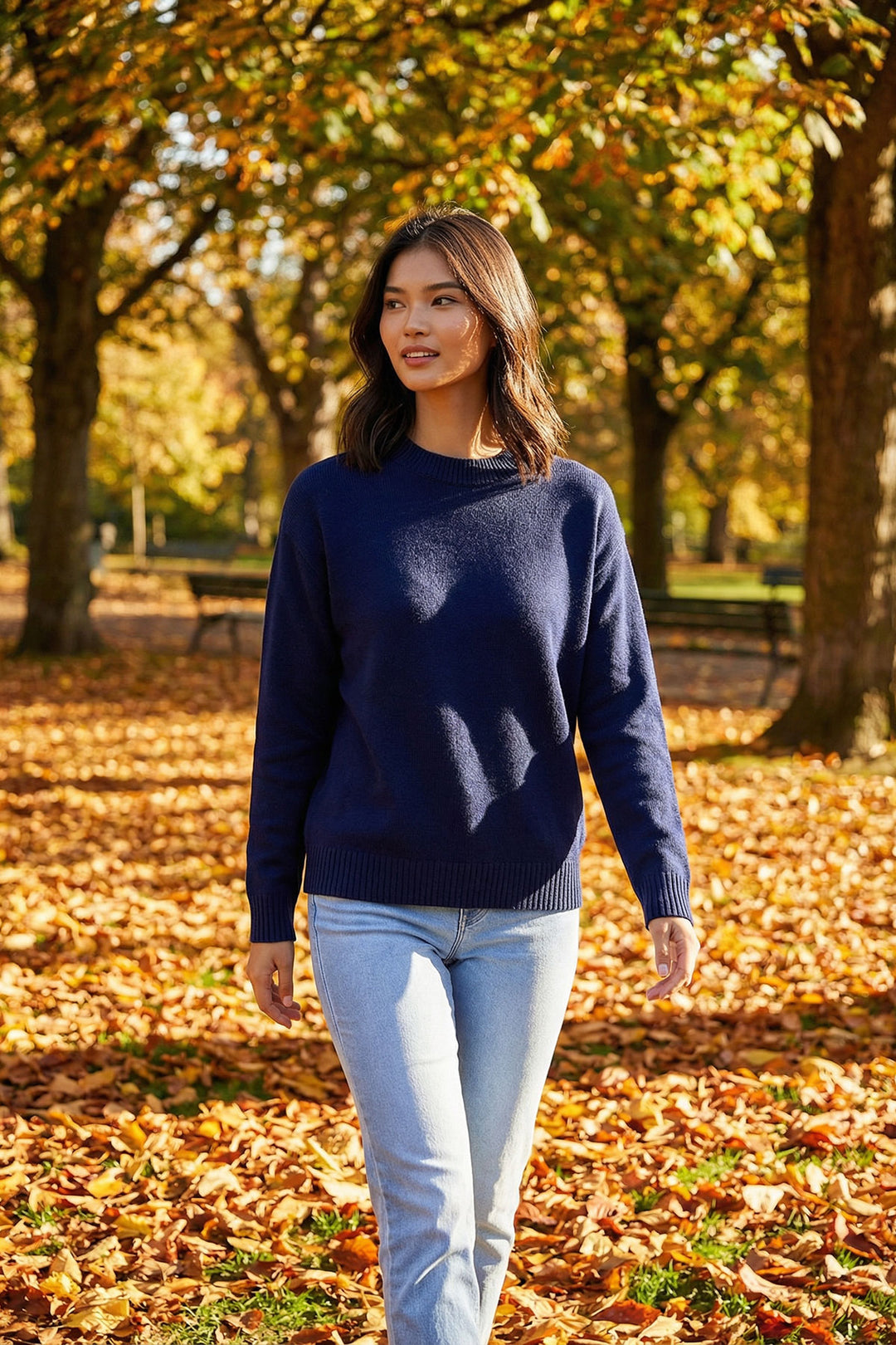 Navy Blue Bicycle Collar Oversized Knit Sweater BCHPK-251238 - Civitanova Marche