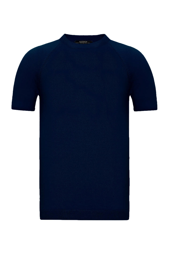 ANT Antioch Navy Blue Bicycle Collar Slim Fit Men's Knit T-Shirt - Council Bluffs