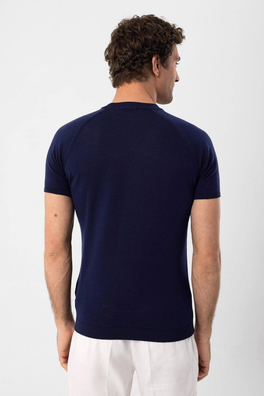 ANT Antioch Navy Blue Bicycle Collar Slim Fit Men's Knit T-Shirt - Council Bluffs
