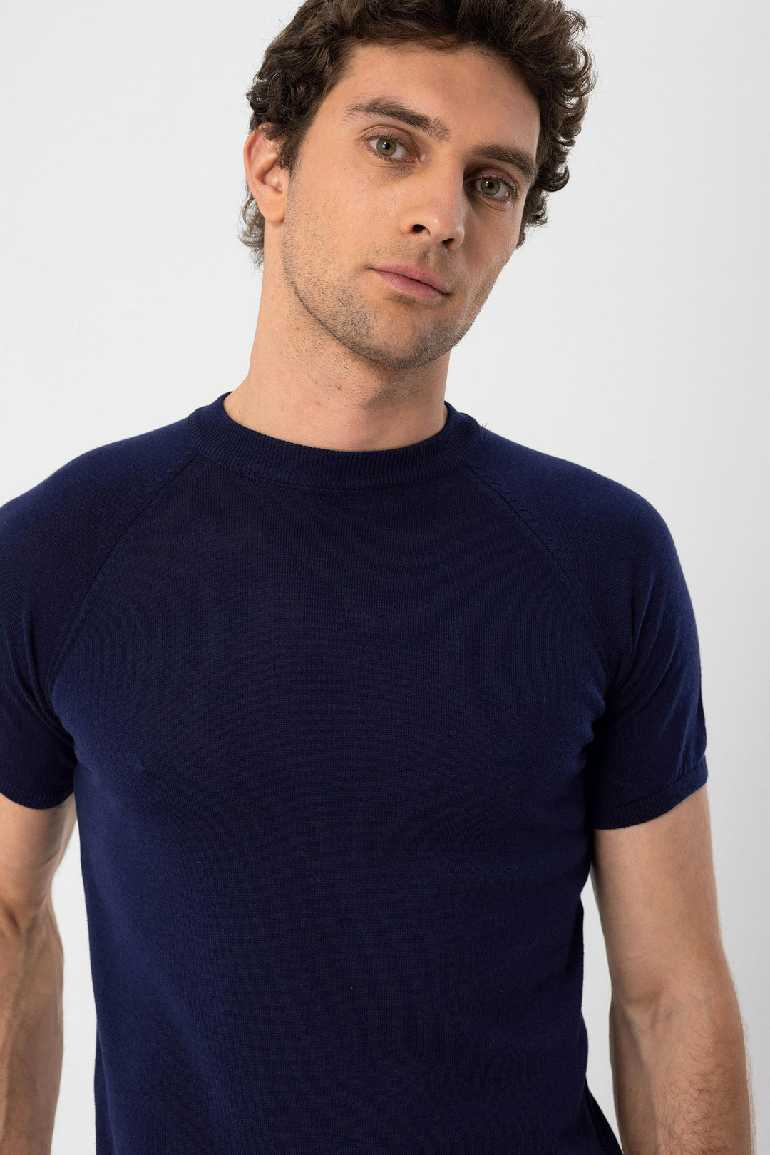 ANT Antioch Navy Blue Bicycle Collar Slim Fit Men's Knit T-Shirt - Council Bluffs