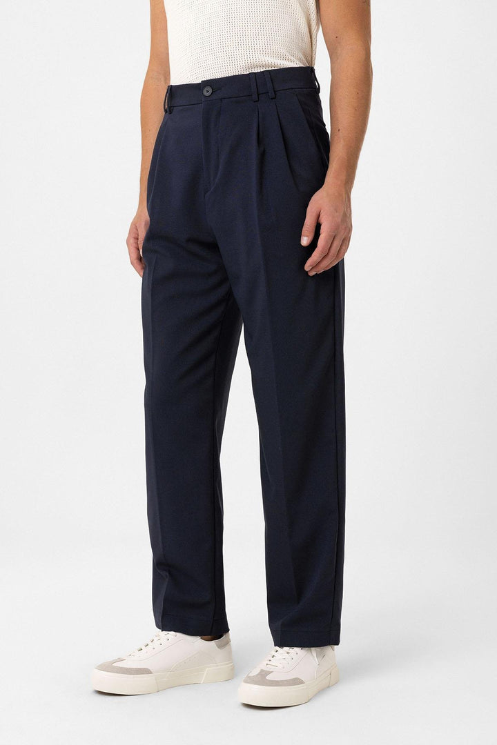 ANT Antioch Lacivert Çift Pileli Baggy Fit Erkek Pantolon - Choisy-le-Roi
