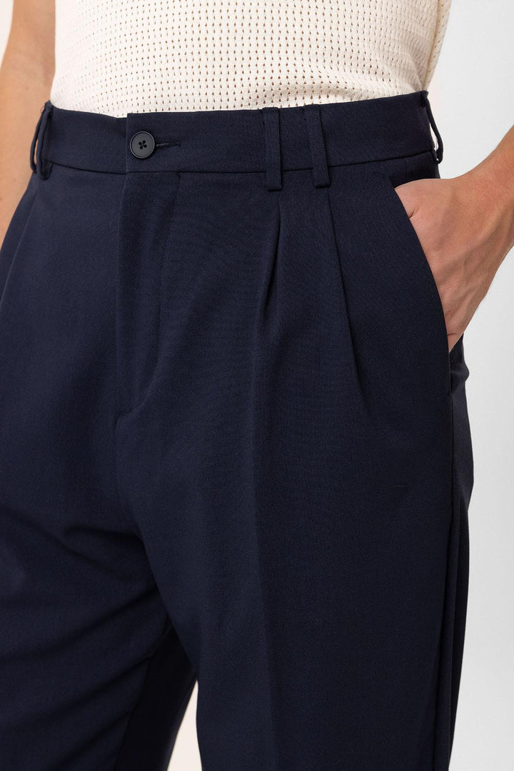 ANT Antioch Lacivert Çift Pileli Baggy Fit Erkek Pantolon - Choisy-le-Roi
