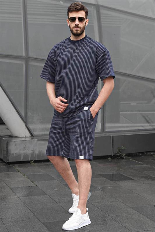 MDX Navy Striped Men's Shorts Suit 6398 - Bautzen
