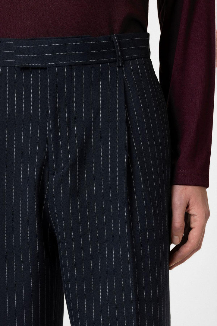 ANT Antioch Lacivert Çizgili Relaxed Fit Erkek Pantolon - Wagga Wagga