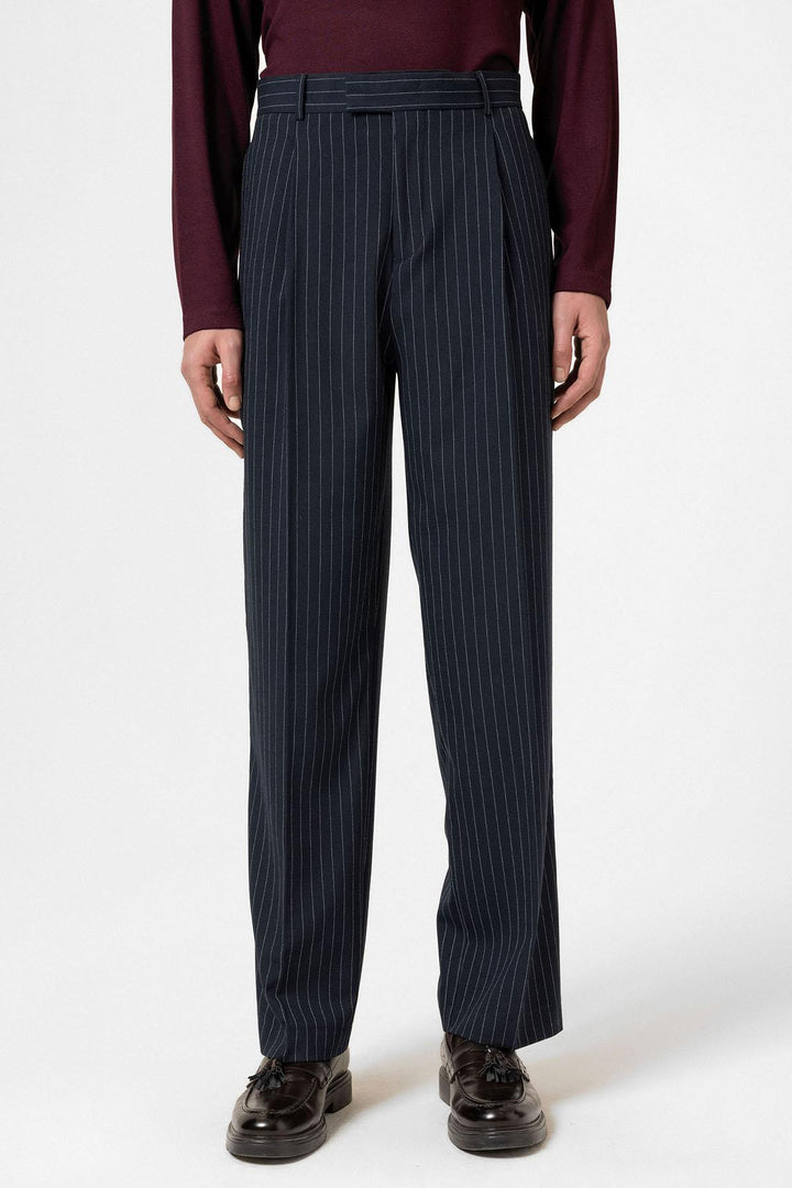 ANT Antioch Lacivert Çizgili Relaxed Fit Erkek Pantolon - Wagga Wagga