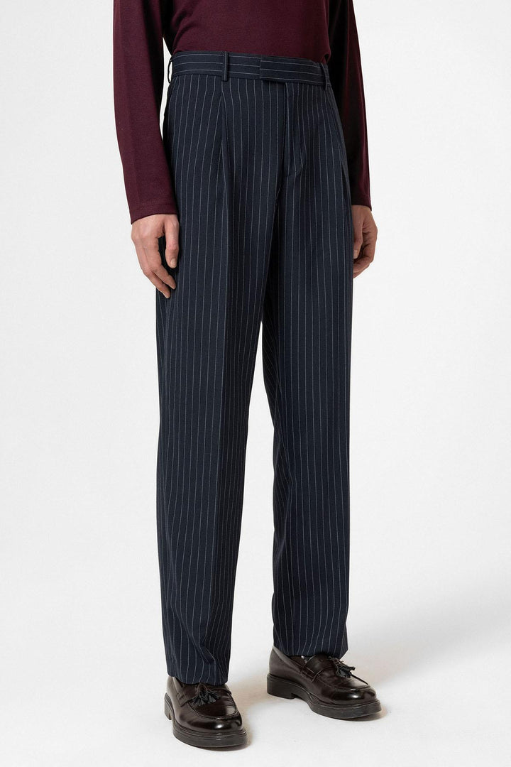 ANT Antioch Lacivert Çizgili Relaxed Fit Erkek Pantolon - Wagga Wagga