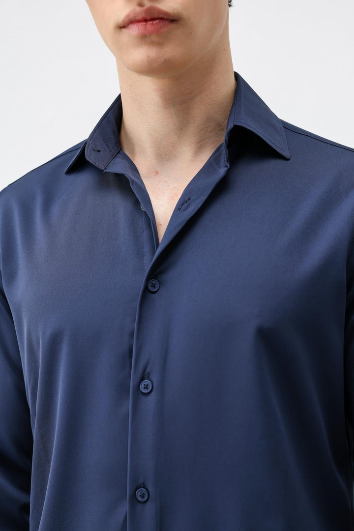 ANT Antioch Lacivert Comfort Slim Erkek Gömlek - Roubaix