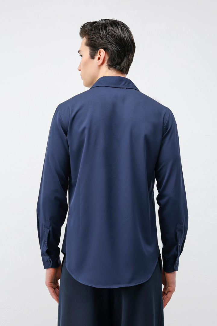 ANT Antioch Lacivert Comfort Slim Erkek Gömlek - Roubaix