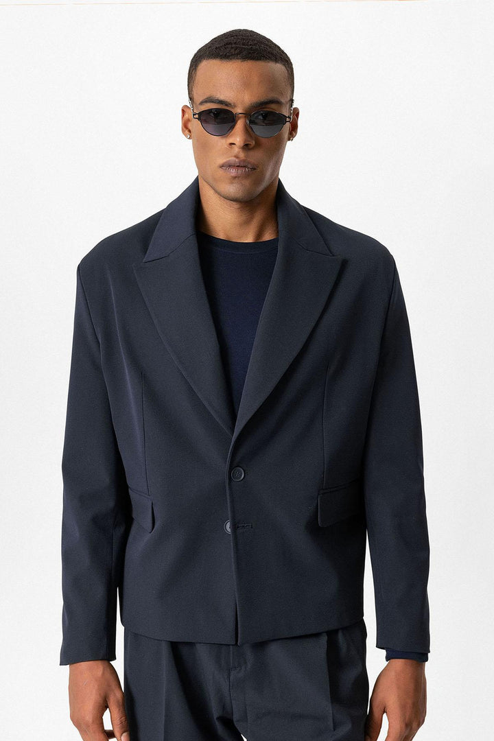 ANT Antioch Lacivert Crop Fit Erkek Blazer Ceket - Alkmaar