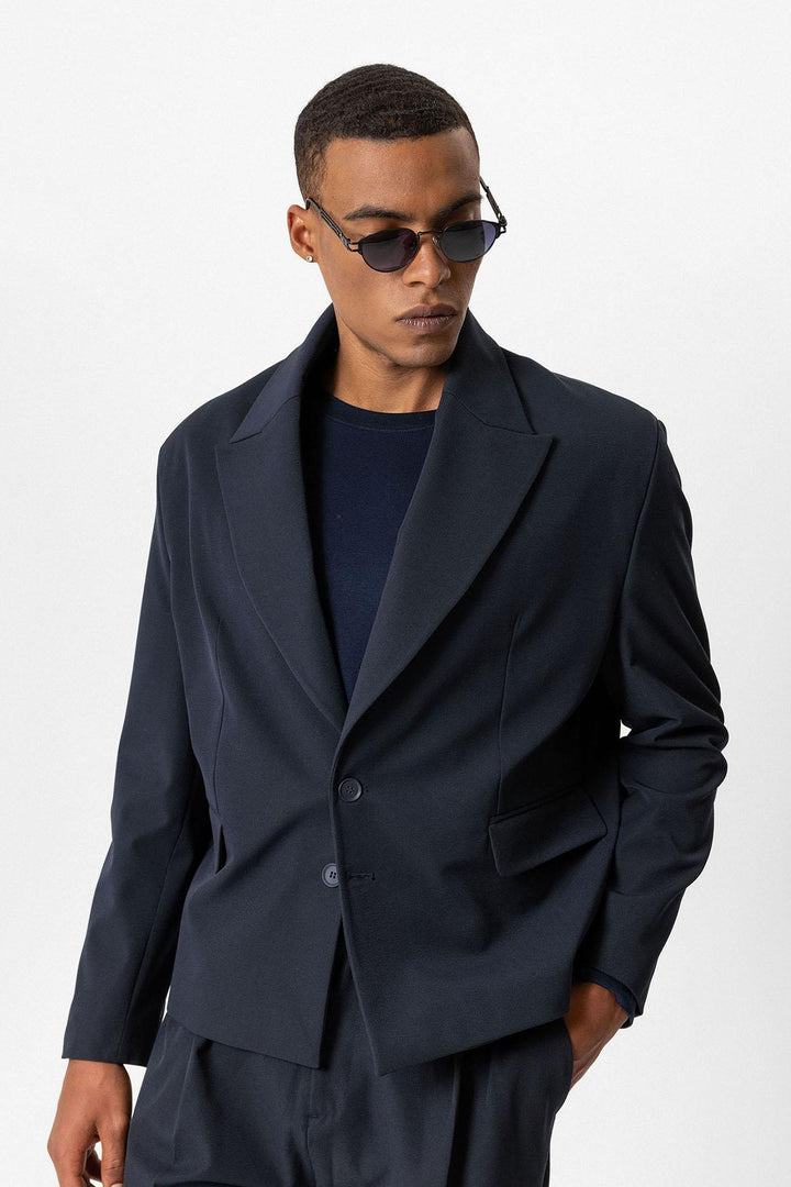ANT Antioch Lacivert Crop Fit Erkek Blazer Ceket - Alkmaar