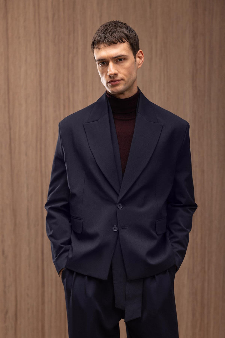 ANT Antioch Lacivert Crop Fit Erkek Blazer Ceket - Alkmaar
