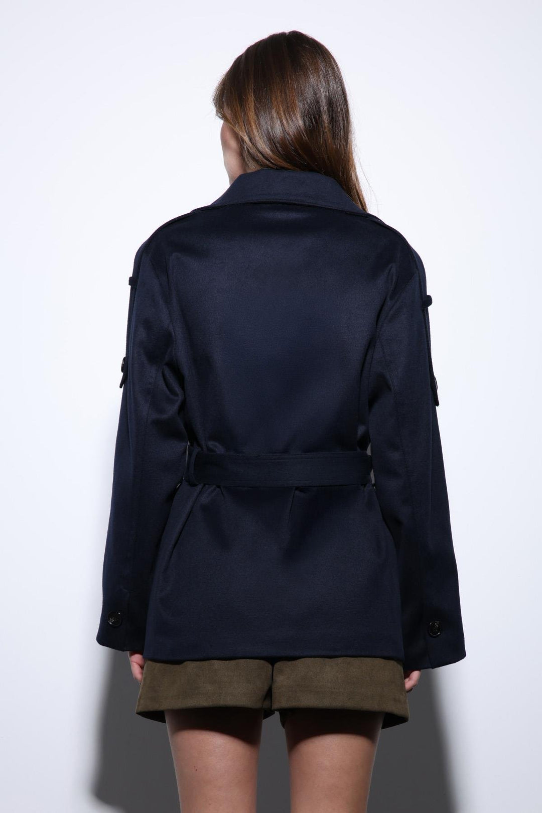 ANT Antioch Navy Blue Shawl Collar Wrap Women's Coat - Aveiro