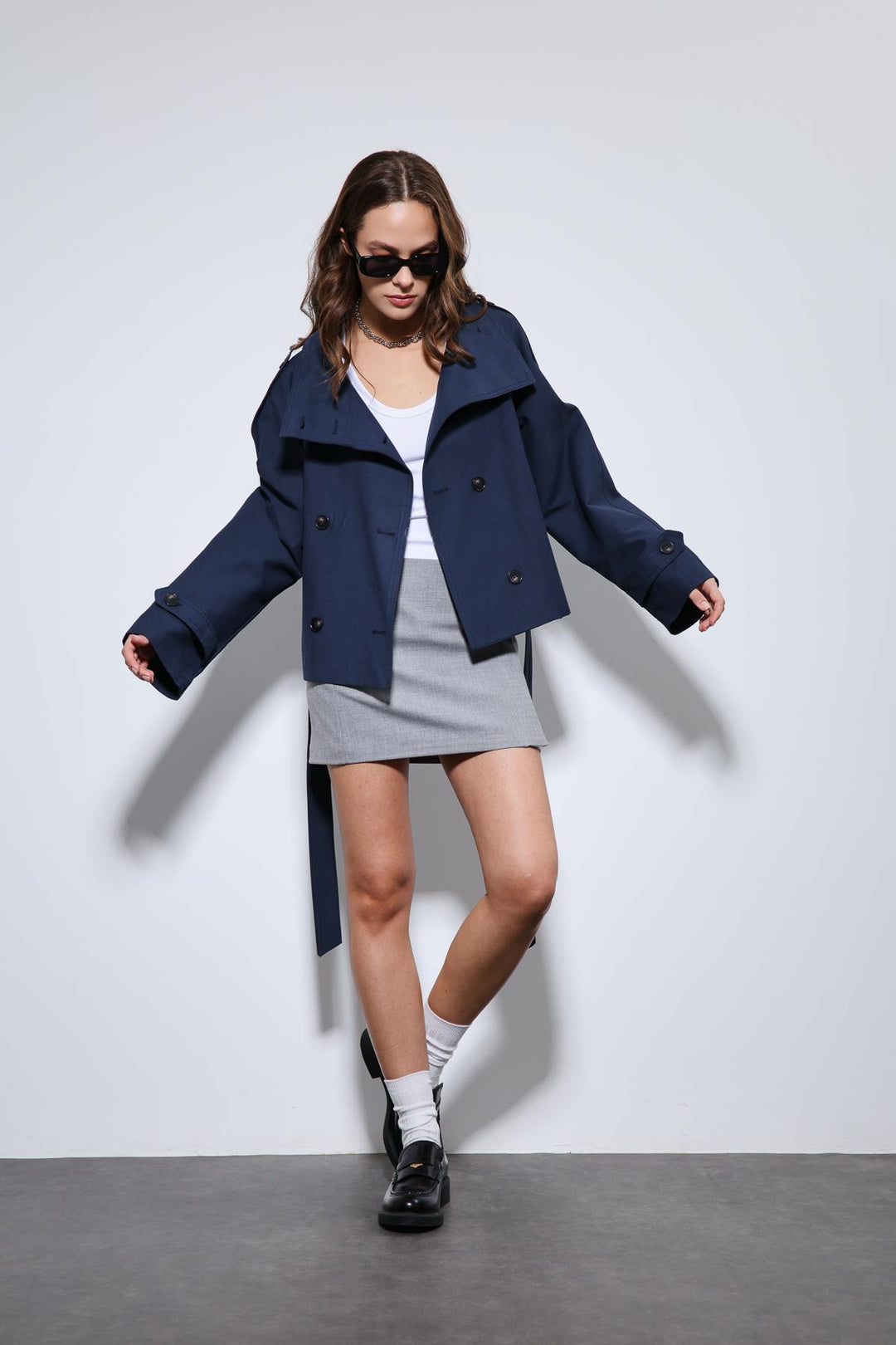 ANT Antioch Lacivert Dik Yaka Kruvaze Trençkot - Eschweiler